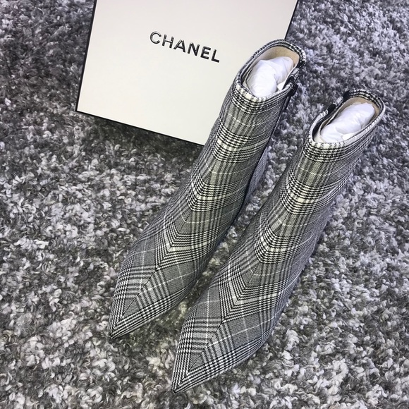 Jeffrey Campbell Sport Plaid Pointy Toe Bootie in Gray - Picture 8 of 17